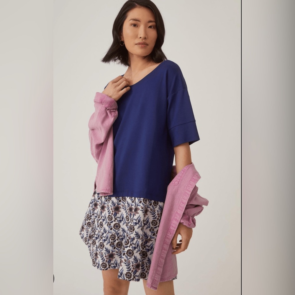 Anthropologie Blue Cut Out Tee Dress